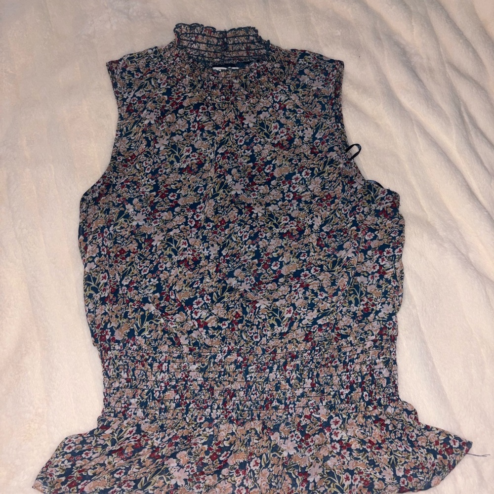 Japna Floral Ruffle Neck Blouse - Multicolor